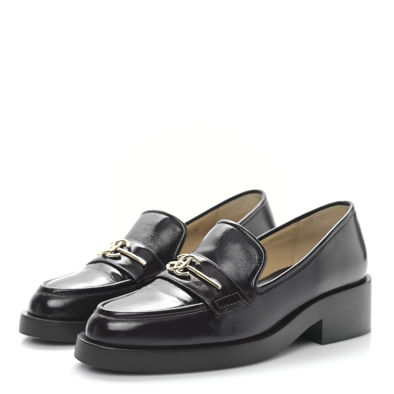 Chanel Calfskin Metal CC Mocassin Loafers 36 Dark Brown 3 of 8