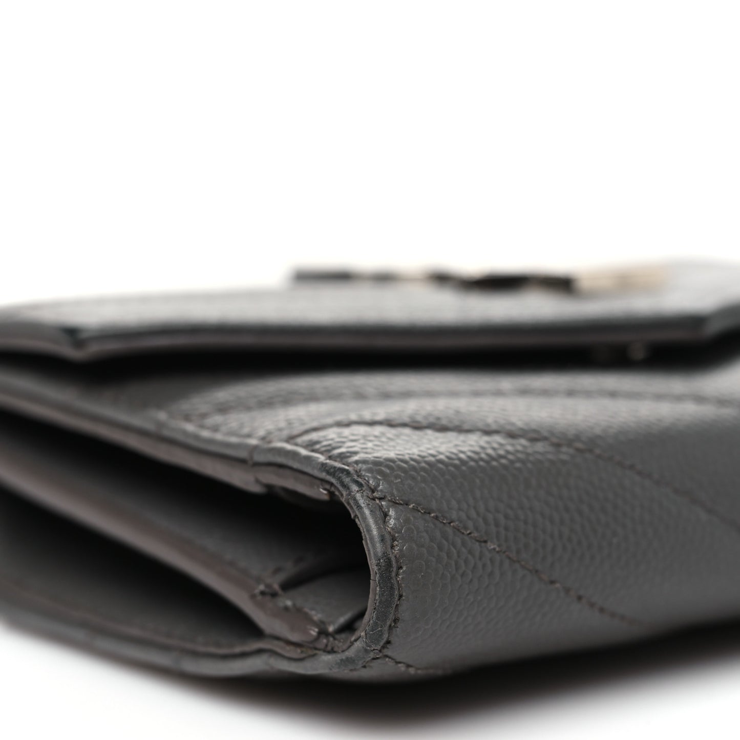 Grain De Poudre Matelasse Chevron Monogram Compact Tri Fold Wallet Earth