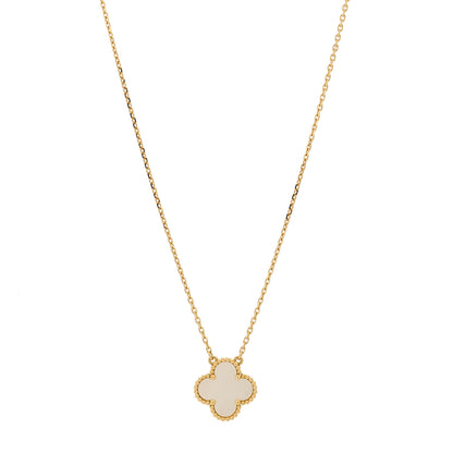 Van Cleef & Arpels 18K Yellow Gold Mother of Pearl Vintage Alhambra Pendant Necklace 1 of 6