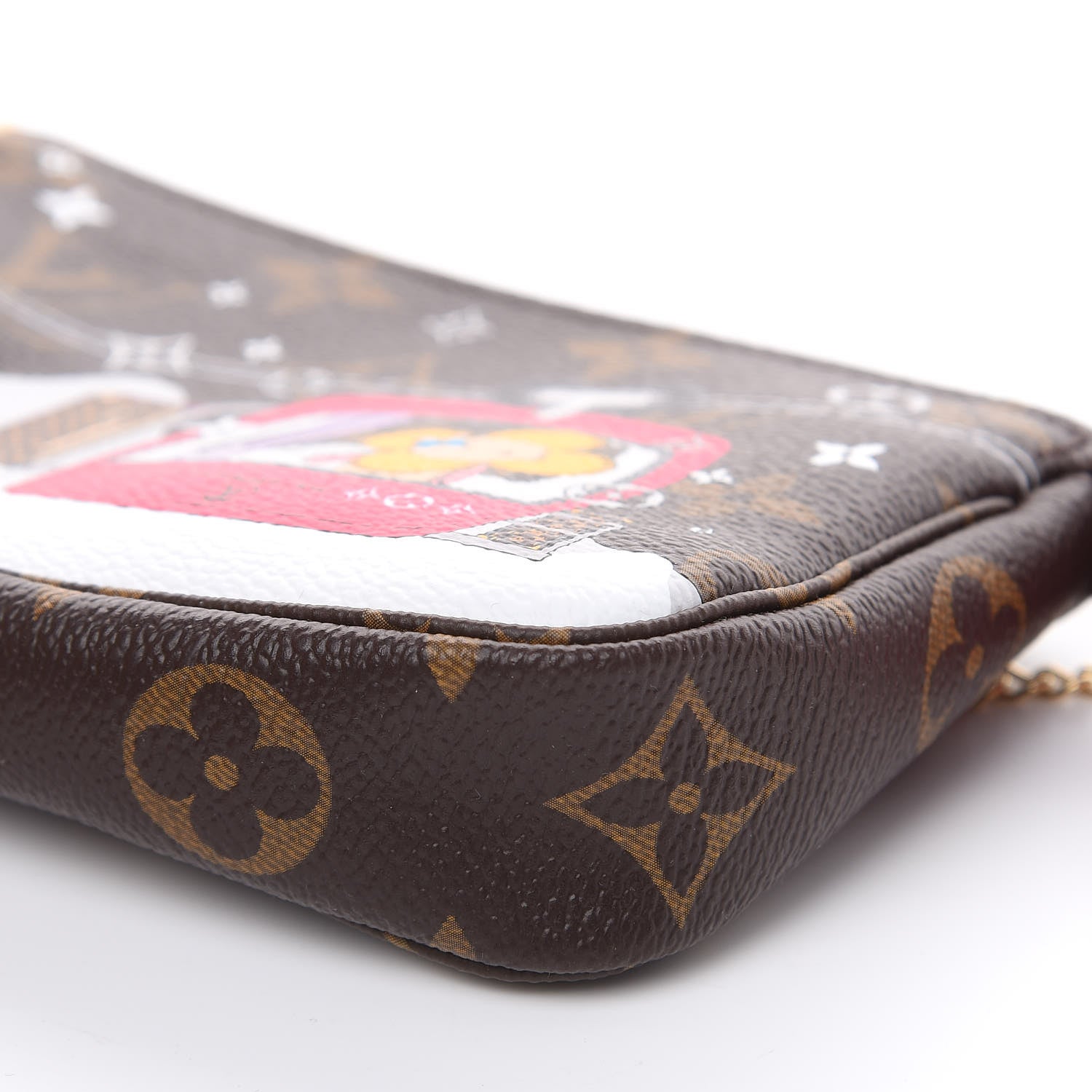 Louis Vuitton Monogram 2019 Christmas Animation Mini Courchevel Pochette Accessories Fuchsia 8 of 10