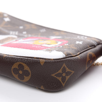 Louis Vuitton Monogram 2019 Christmas Animation Mini Courchevel Pochette Accessories Fuchsia 8 of 10