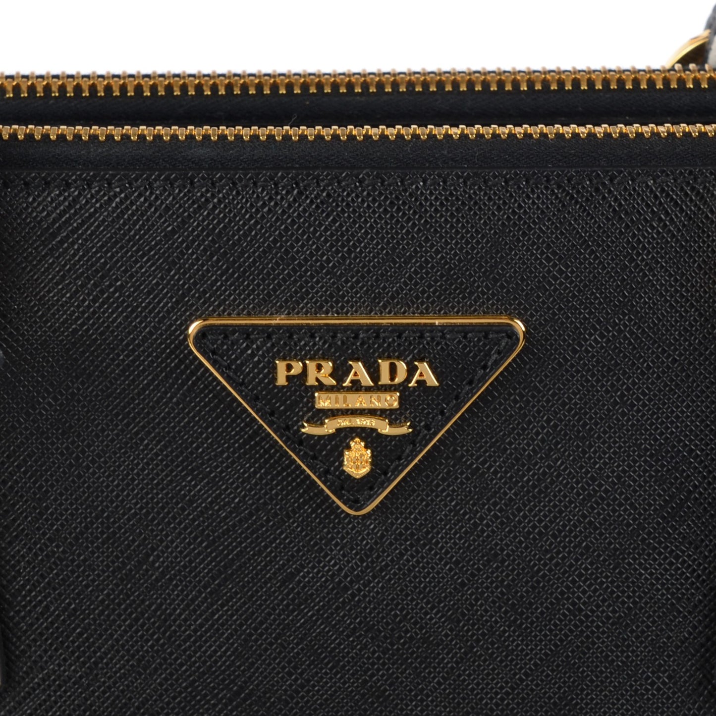 Saffiano Lux Bi-Color Medium Galleria Double Zip Tote Black Talco