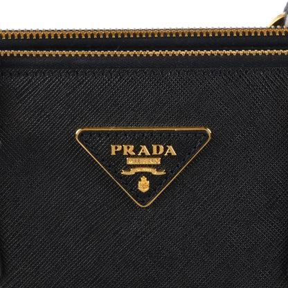 Prada Saffiano Lux Bi-Color Medium Galleria Double Zip Tote Black Talco 2 of 10