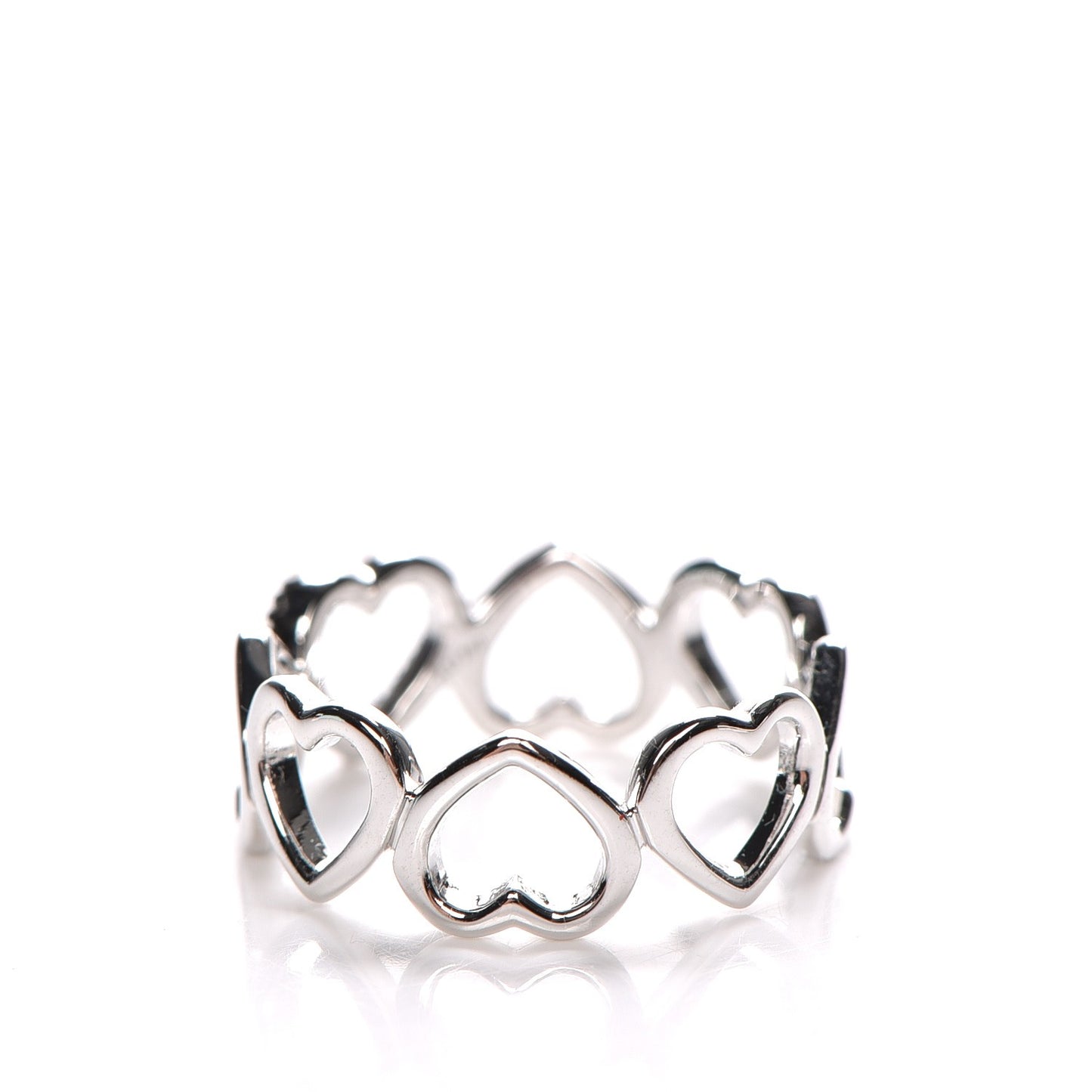 18K White Gold Diamond Hearts Eternity Band Ring 6.25