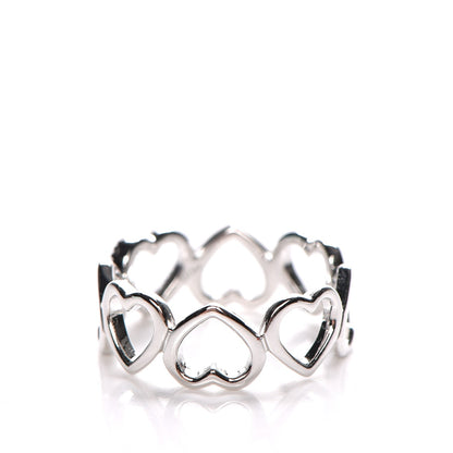 Tiffany 18K White Gold Diamond Hearts Eternity Band Ring 6.25 3 of 6