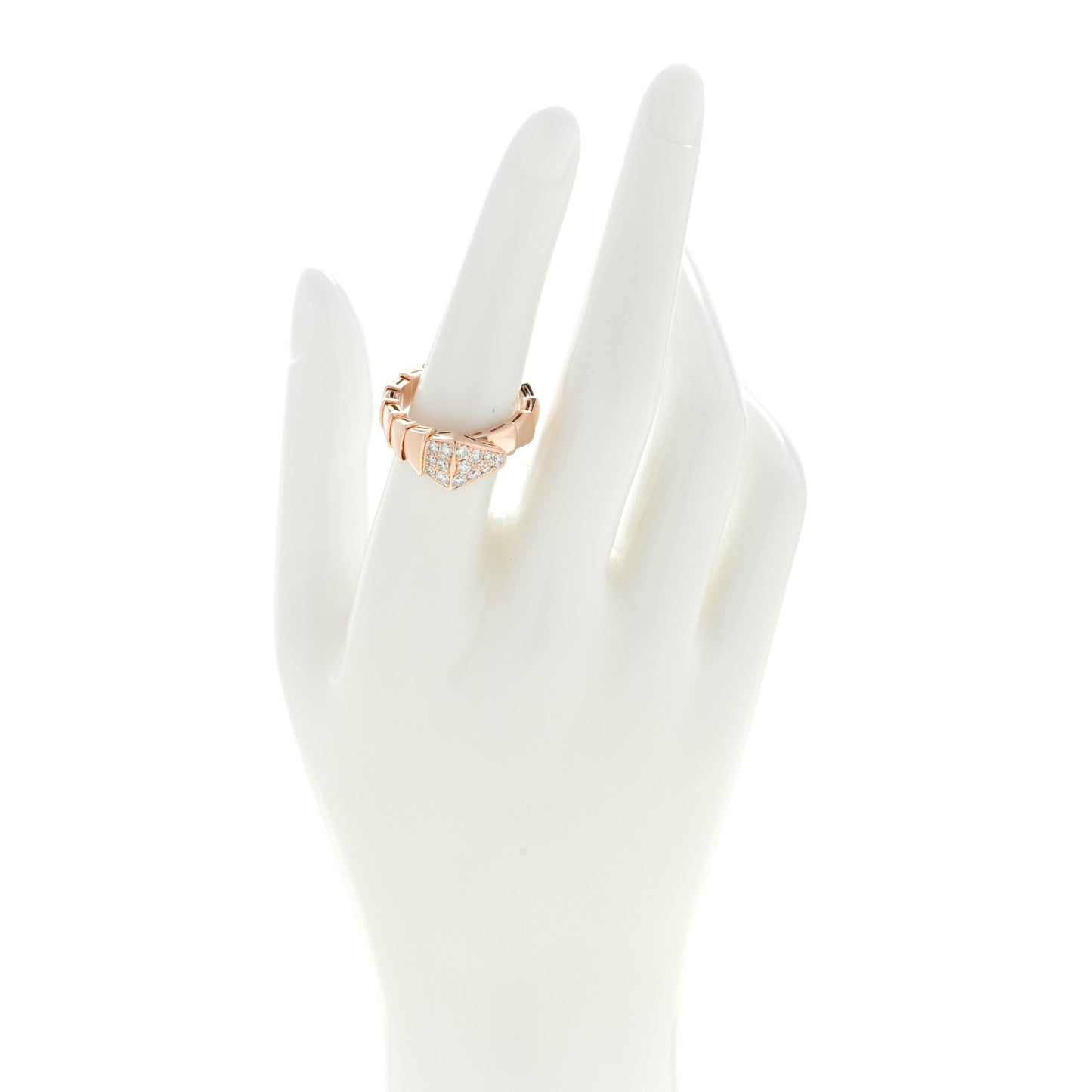 18K Rose Gold Diamond Serpenti Viper Ring XL