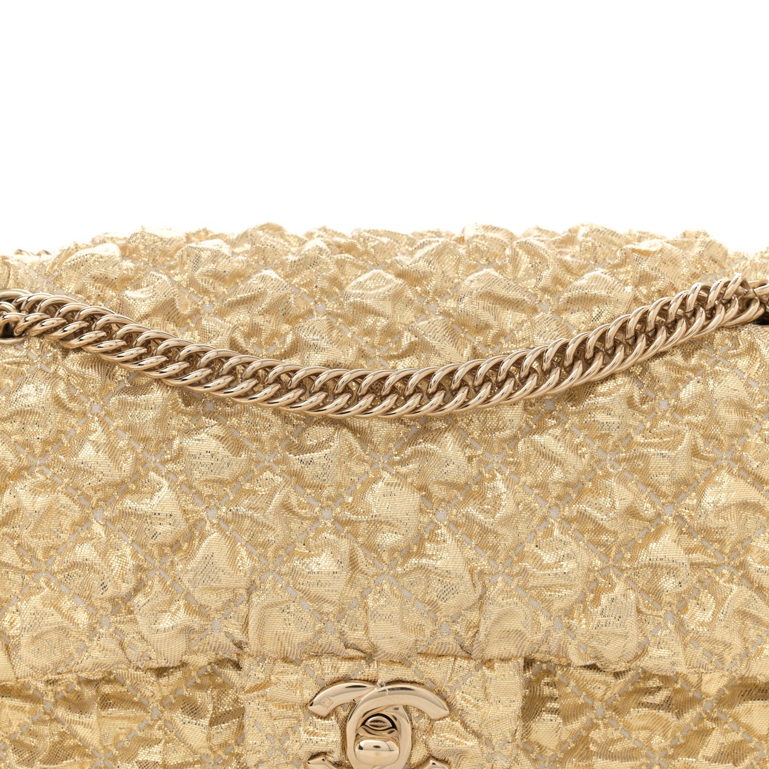 Chanel Metallic Lame Quilted Small Double Flap Gold 8 of 12
