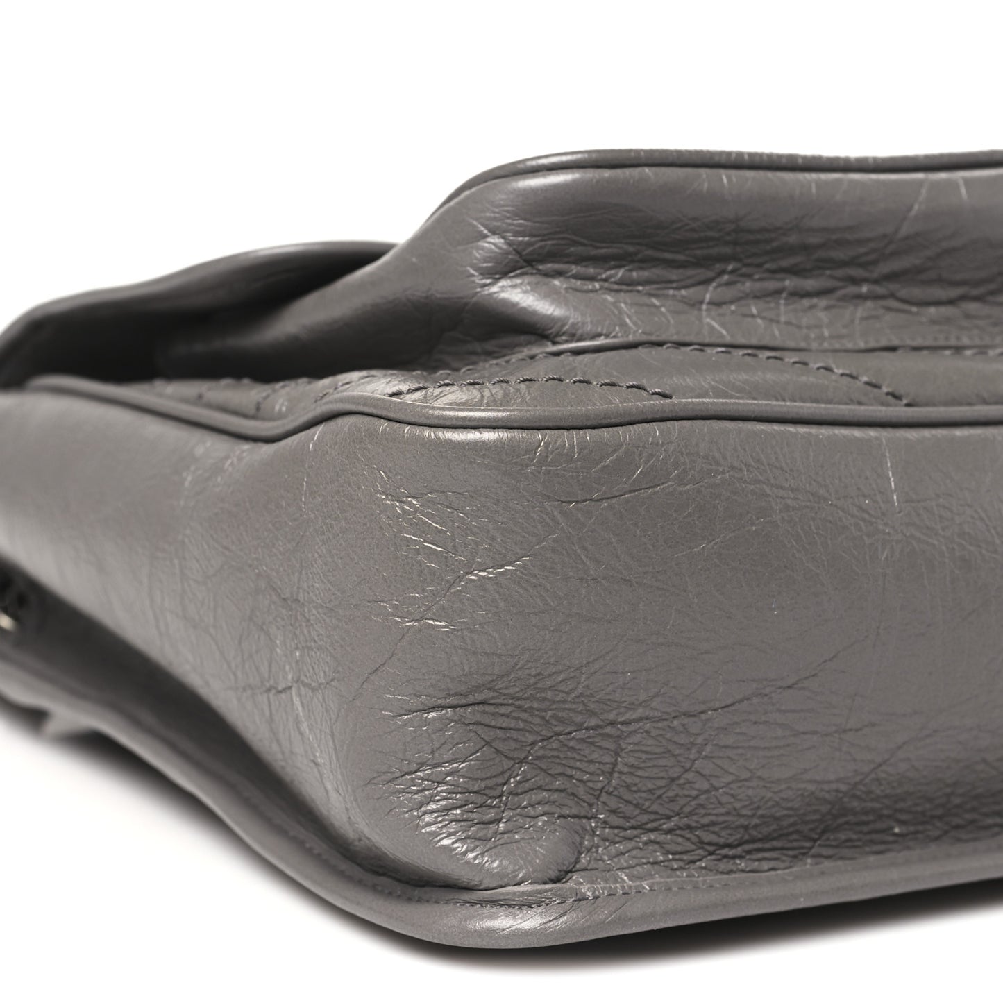 Crinkled Calfskin Matelasse Monogram Large Niki Chain Satchel Fog