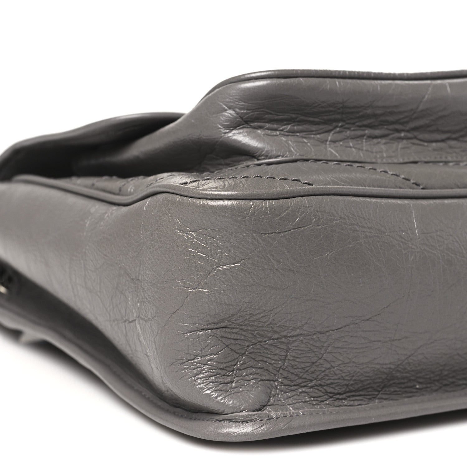 Saint Laurent Crinkled Calfskin Matelasse Monogram Large Niki Chain Satchel Fog 9 of 15