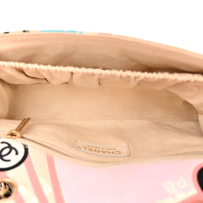 Chanel Canvas Small Printed Eiffel Tower Flap Bag Beige Multicolor 5 of 10