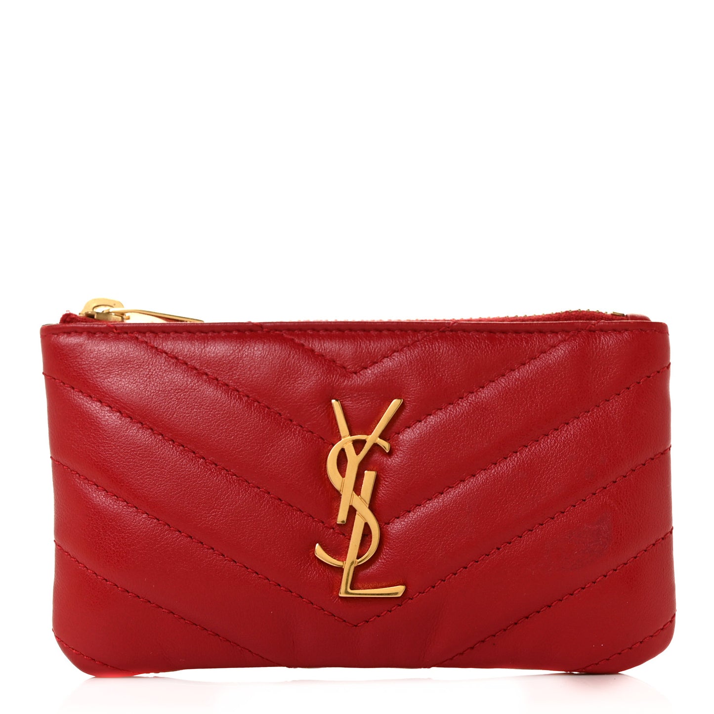 Calfskin Matelasse Monogram Key Pouch Rouge Eros