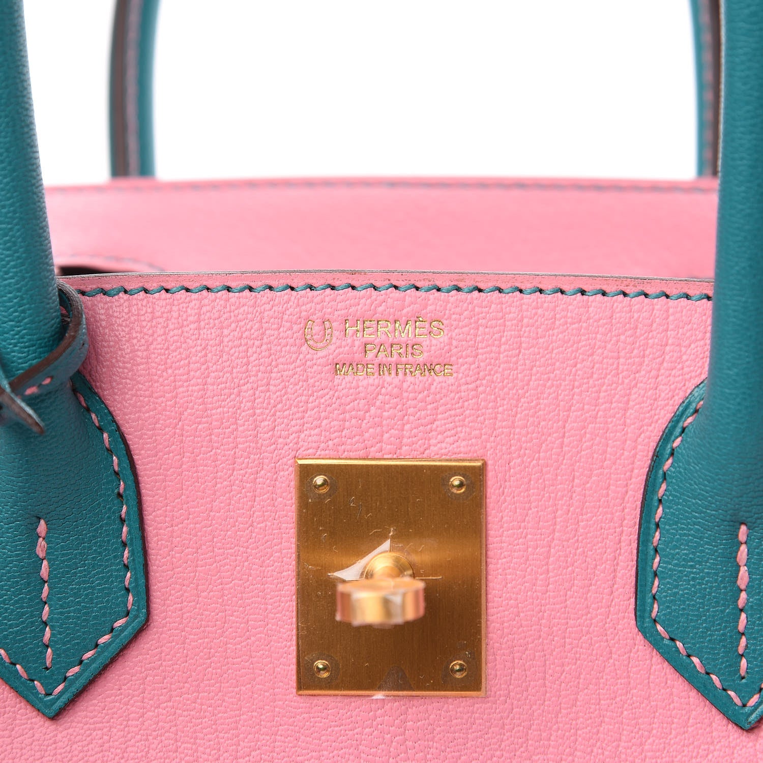 Hermes Chevre Mysore Horseshoe Birkin 30 Rose Confetti Bleu Paon 5 of 9