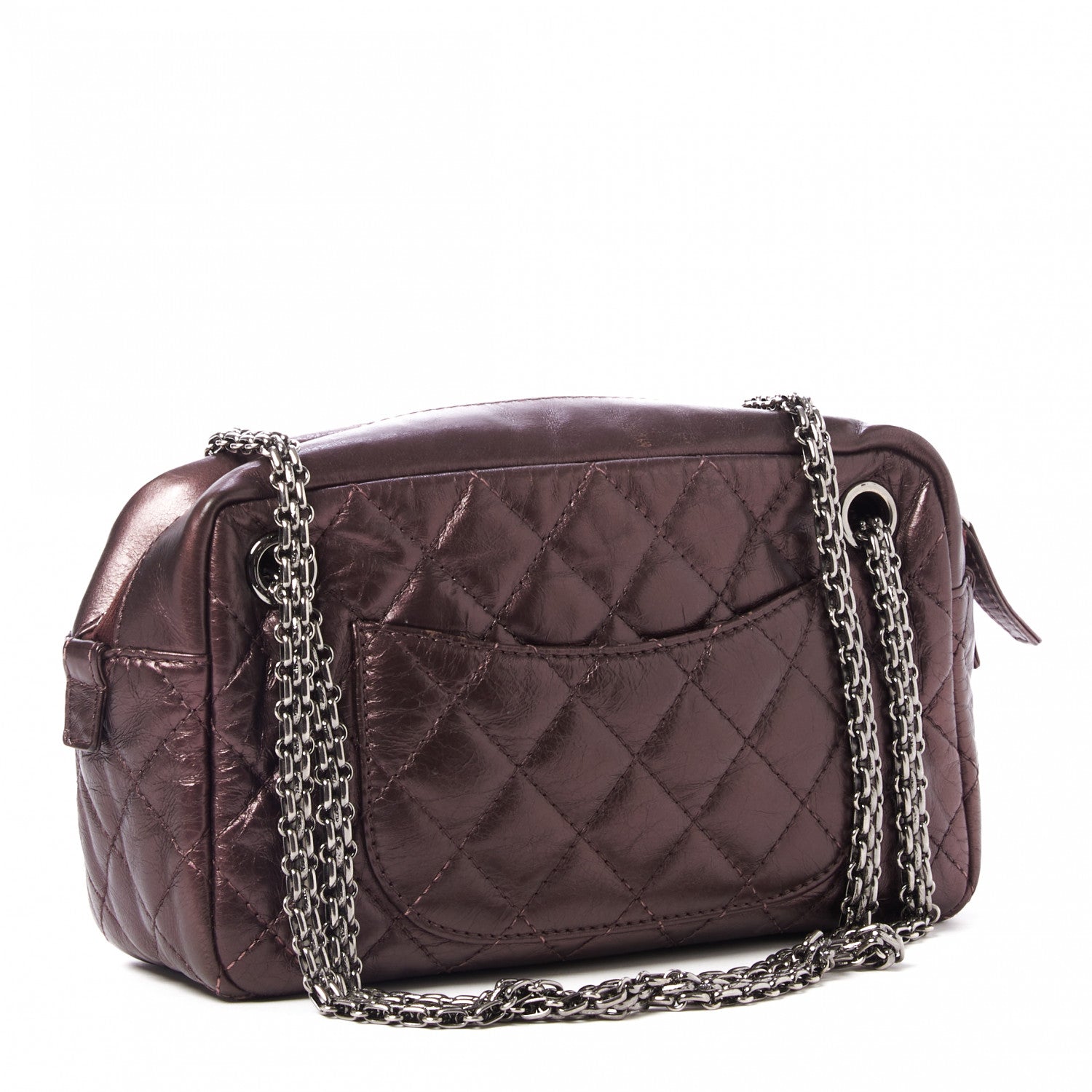 Chanel Metallic Aged Calfskin Quilted Medium Reissue Camera Case Pink 2 of 8