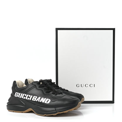 Gucci Calfskin Gucci Band Printed Mens Rhyton Sneakers 10.5 Apollo Black 9 of 9