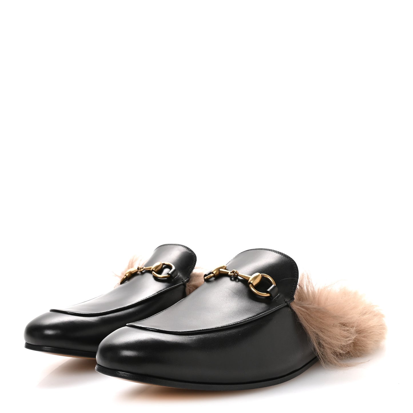 Calfskin Fur Mens Princetown Slippers 9 Black