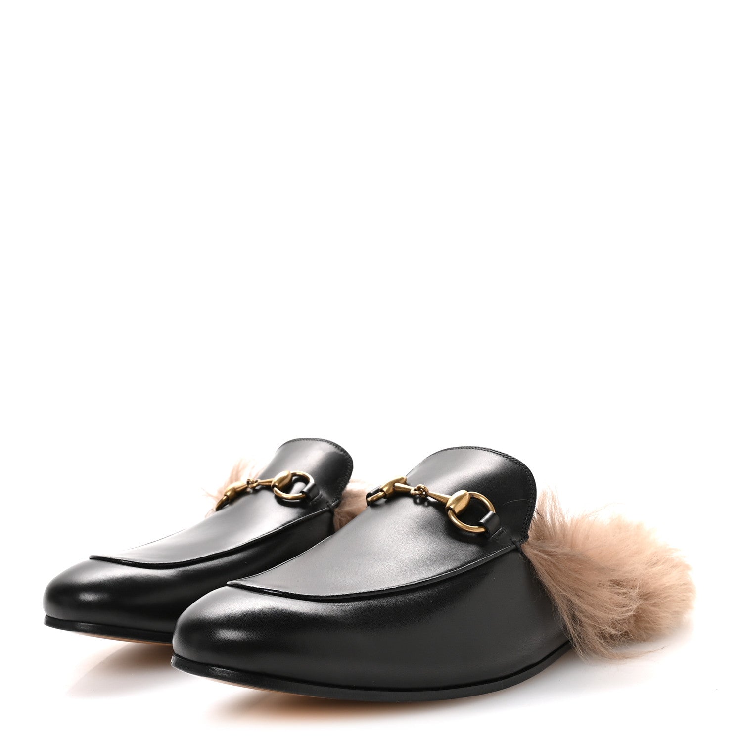 Gucci Calfskin Fur Mens Princetown Slippers 9 Black 4 of 7