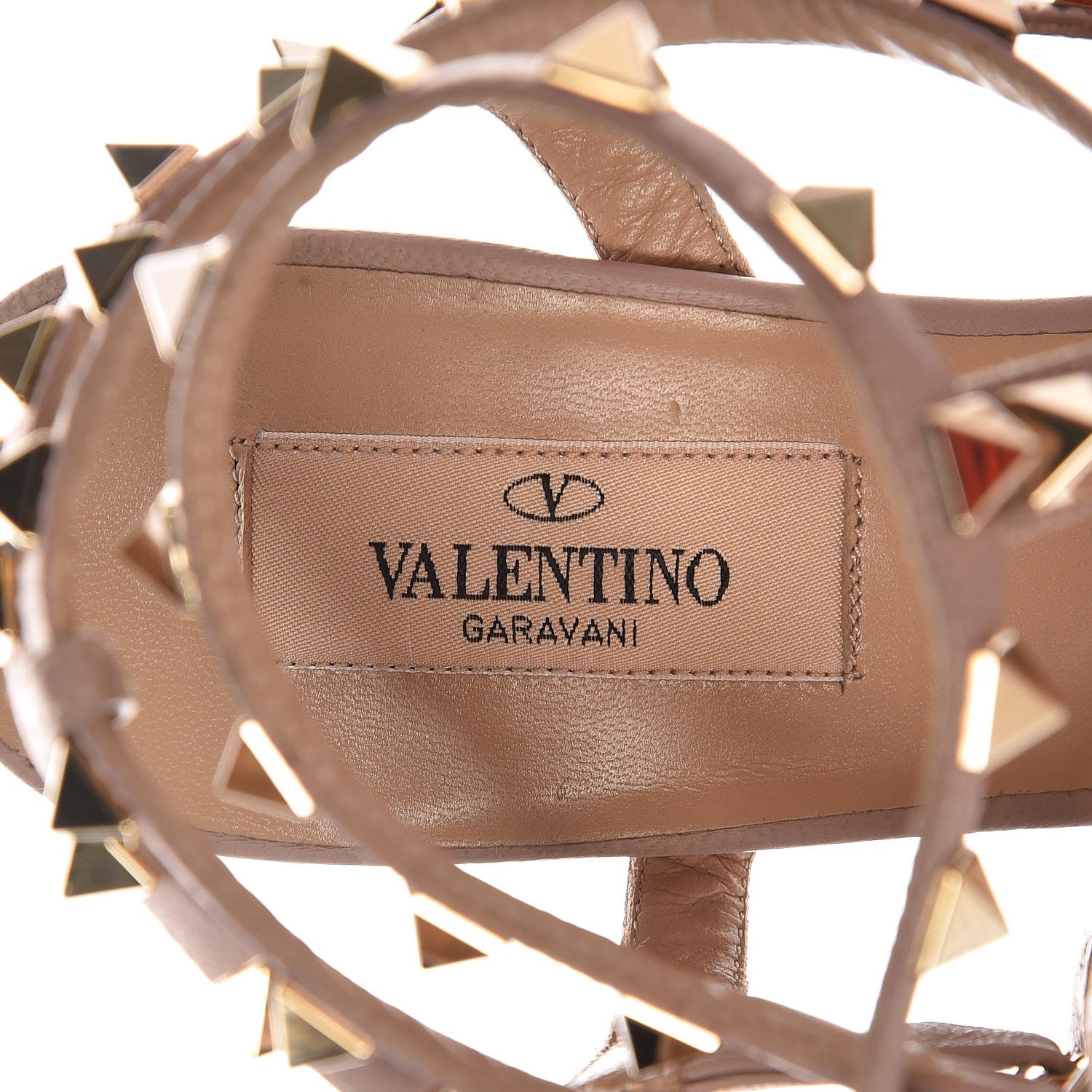 Valentino Garavani Nappa Rockstud Ankle Strap 65mm Pumps 37.5 Light Cuir Poudre 9 of 10