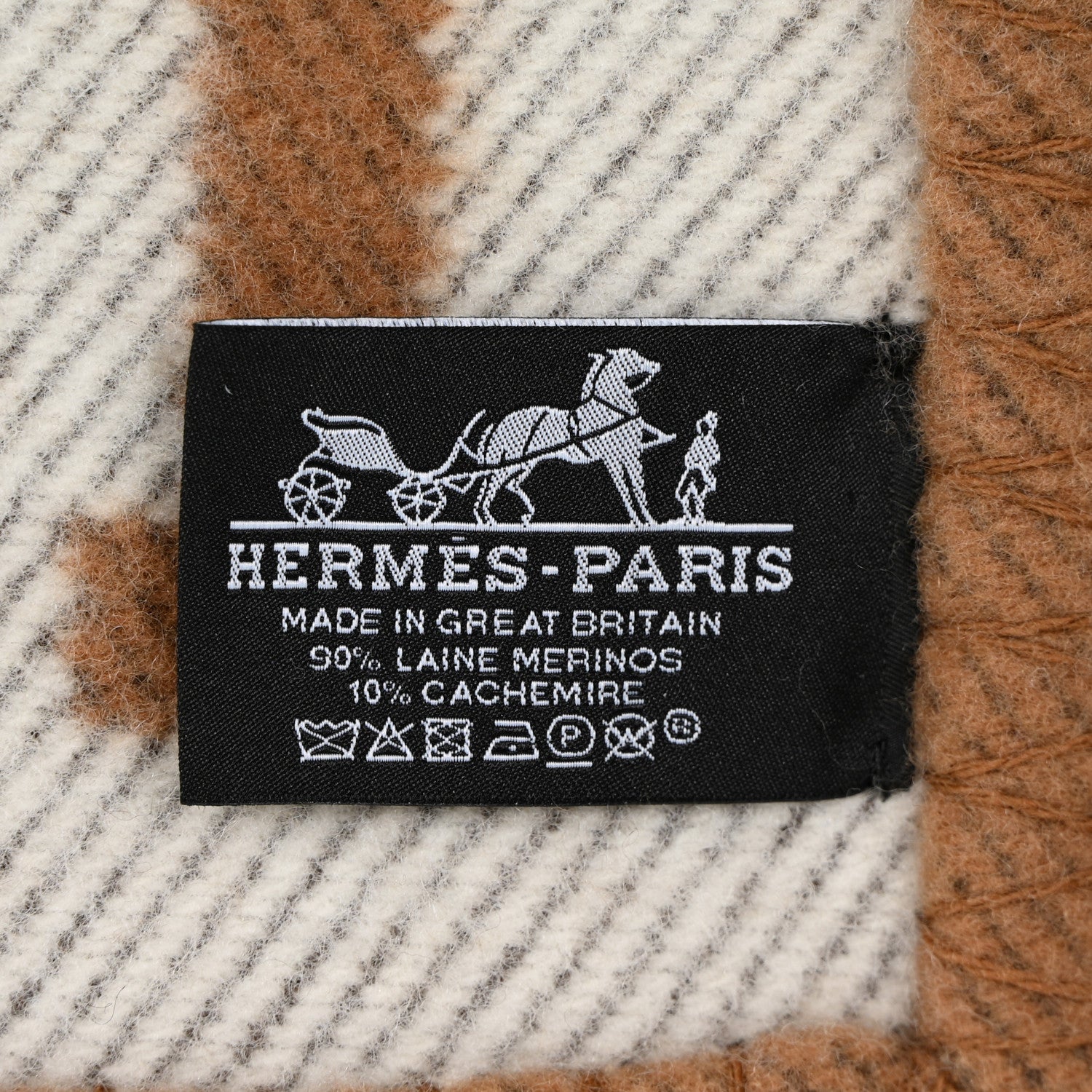 Hermes Wool Cashmere Avalon Blanket Ecru Camel 3 of 3