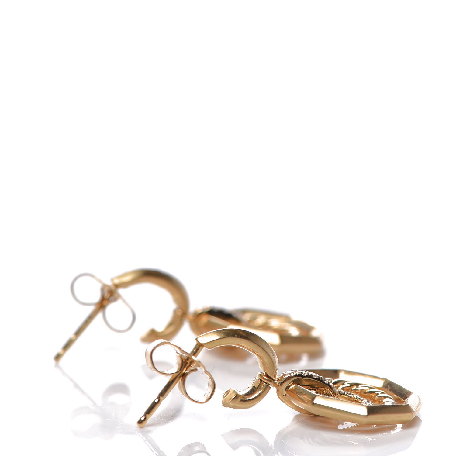 David Yurman 18K Yellow Gold Diamond 16mm Stax Drop Earrings 3 of 5