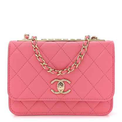 Chanel Lambskin Quilted Mini Trendy CC Wallet On Chain WOC Pink 1 of 12