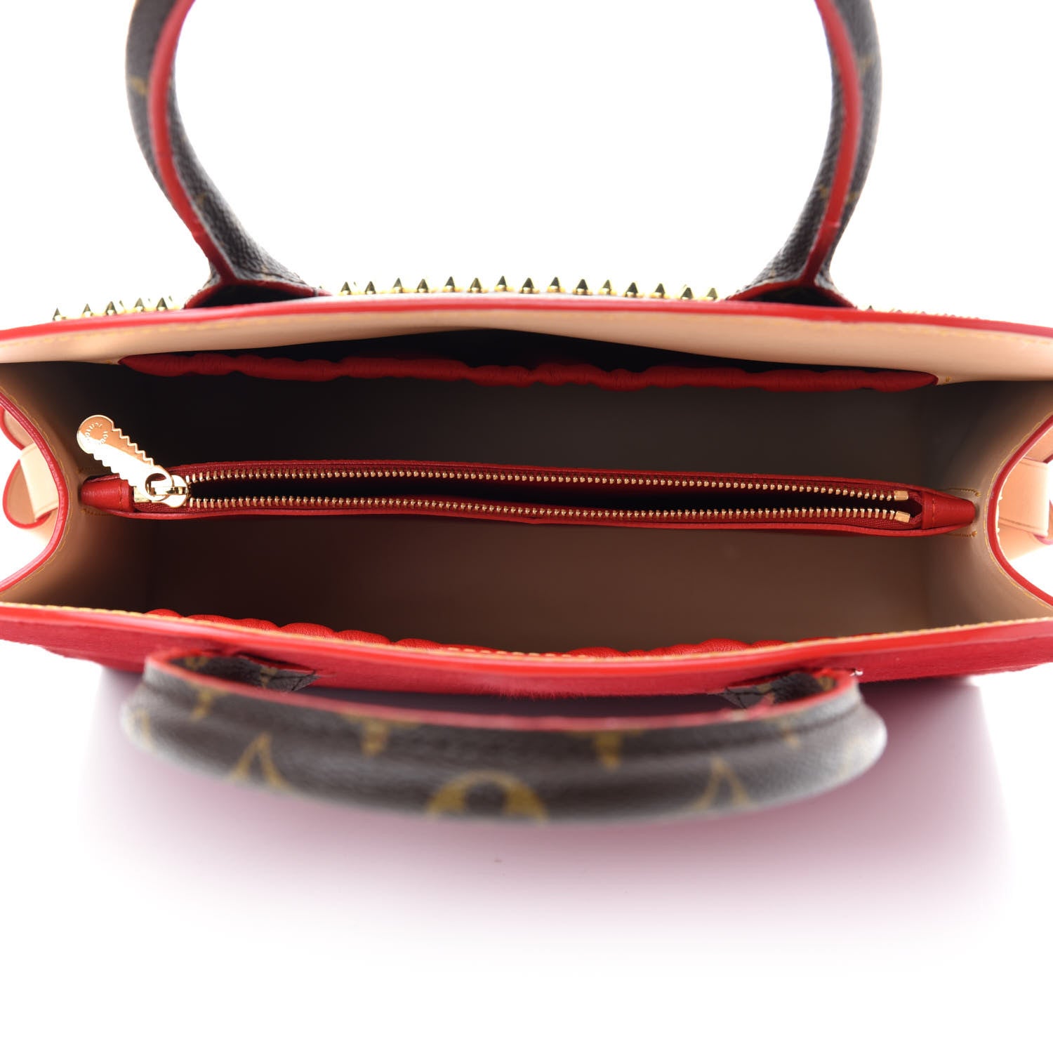 Louis Vuitton Monogram Calf Hair Spikes Iconoclasts Christian Louboutin Tote Red 5 of 18