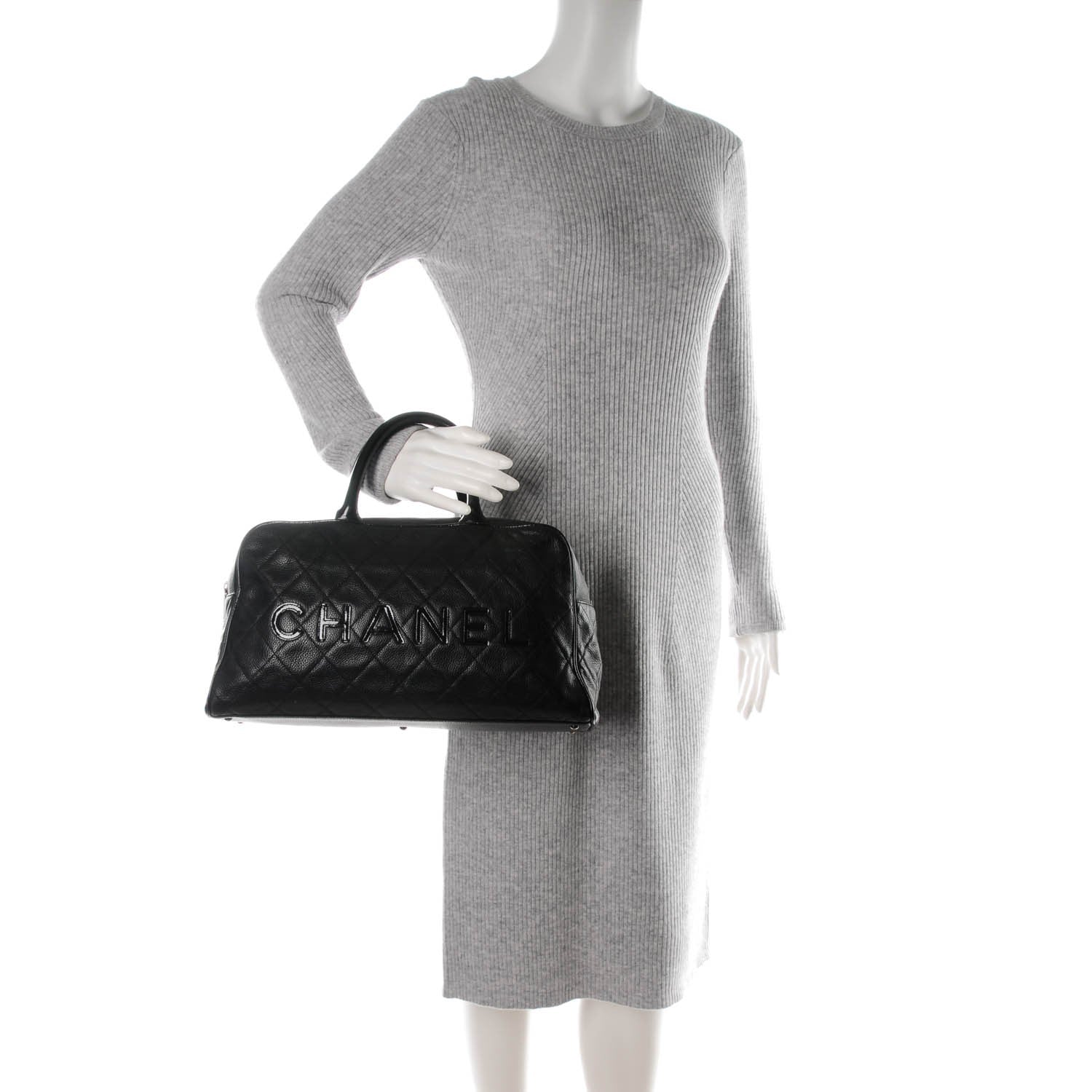 Chanel Caviar Patent Large Bowler Black 2 of 8