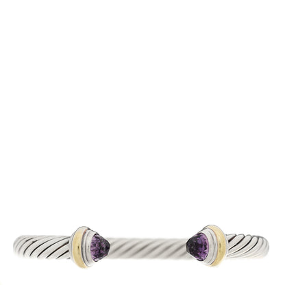 David Yurman Sterling Silver 14K Yellow Gold Amethyst 7mm Cable Classics Bracelet 1 of 3