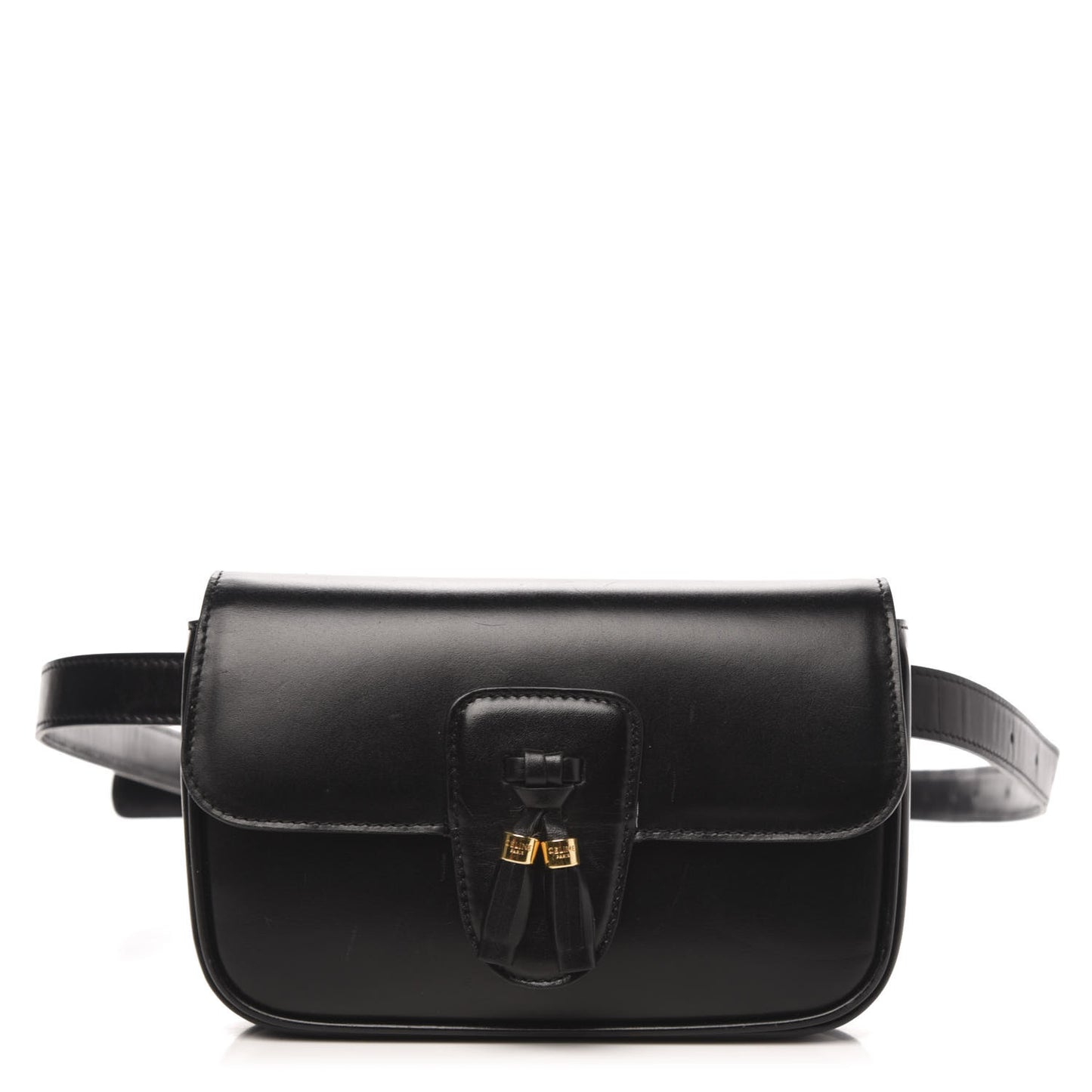 Smooth Calfskin Tassel Belt Bag Black