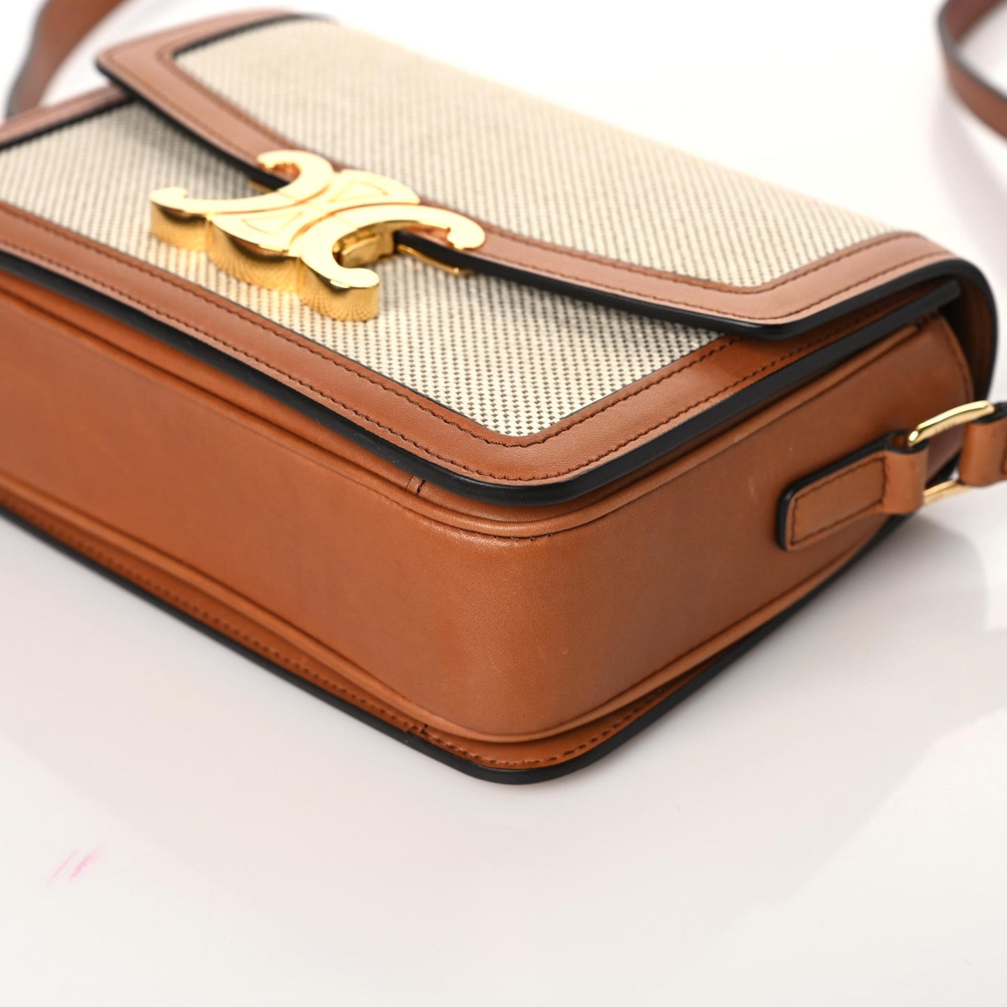 Textile Calfskin Classique Triomphe Bag Natural Tan