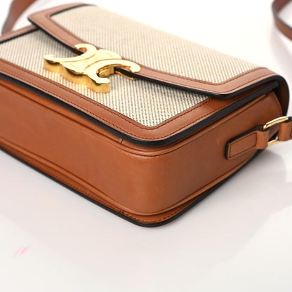 Celine Textile Calfskin Classique Triomphe Bag Natural Tan 6 of 8