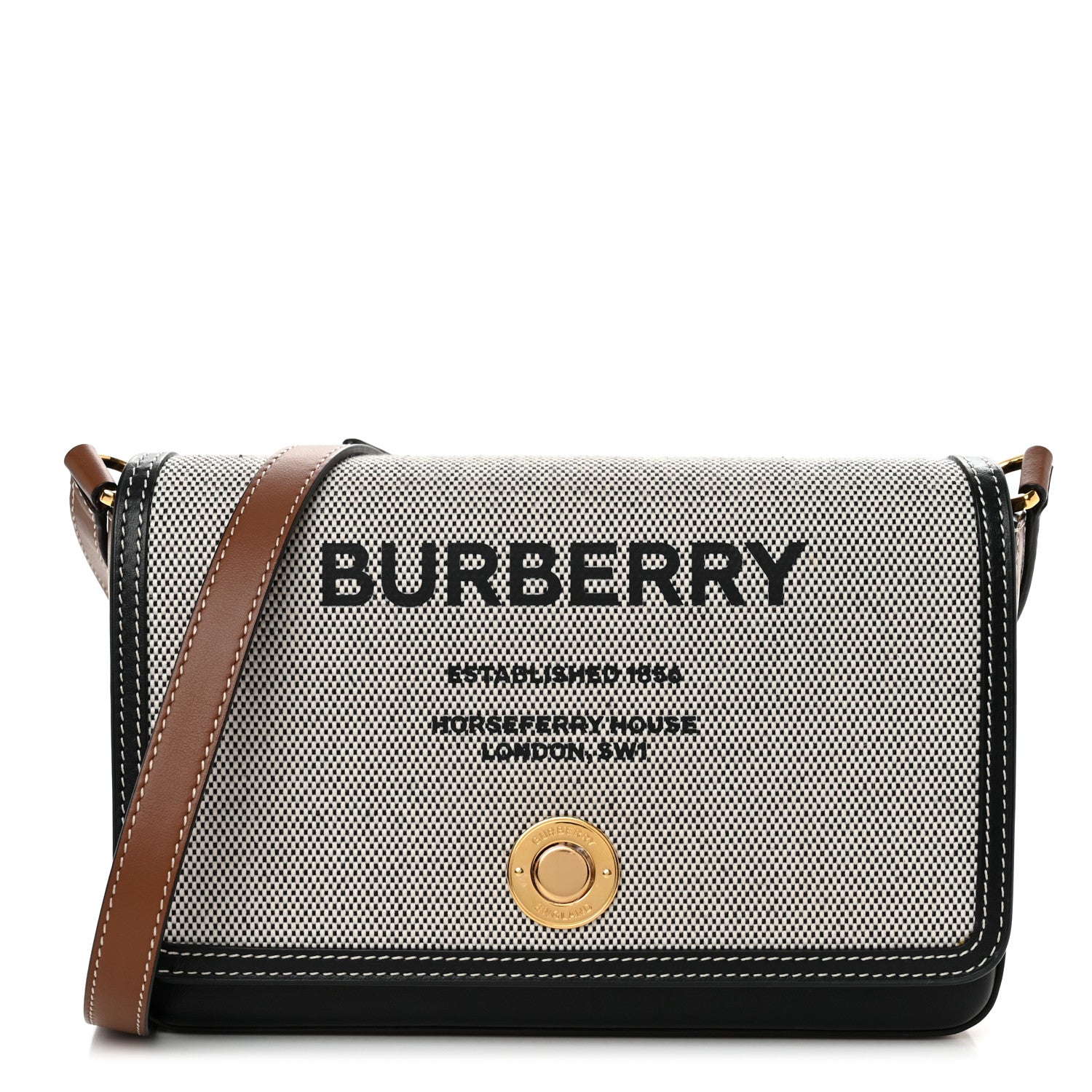Burberry Cotton Canvas Horseferry Print Crossbody Bag Grey 1 of 11