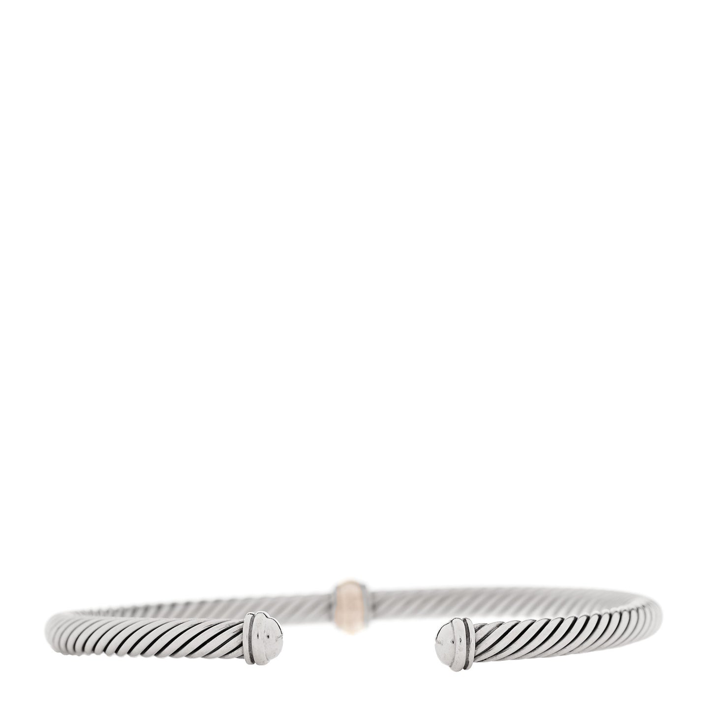 Sterling Silver 18K Yellow Gold 4mm Station Cable Bracelet