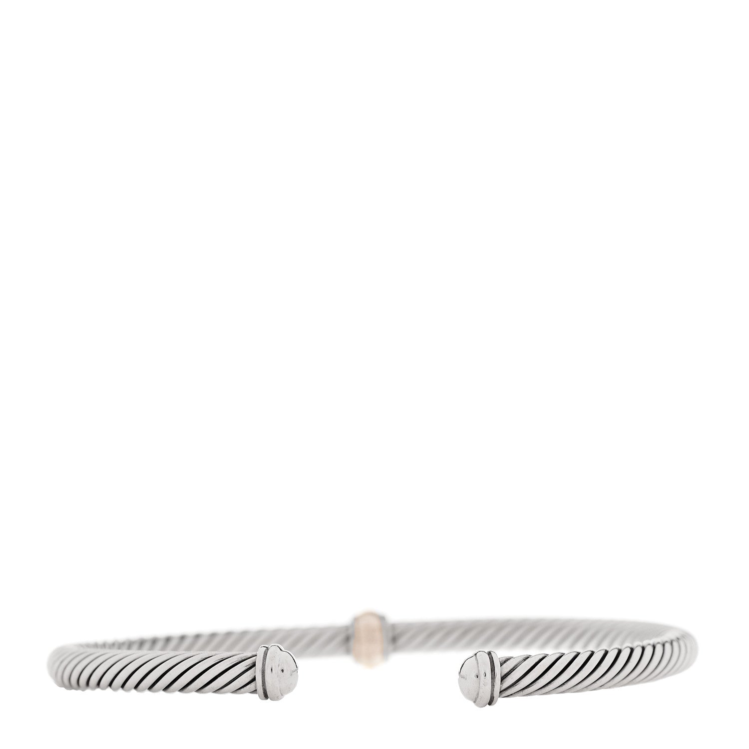 David Yurman Sterling Silver 18K Yellow Gold 4mm Station Cable Bracelet 3 of 4
