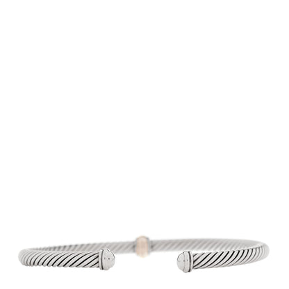 David Yurman Sterling Silver 18K Yellow Gold 4mm Station Cable Bracelet 3 of 4