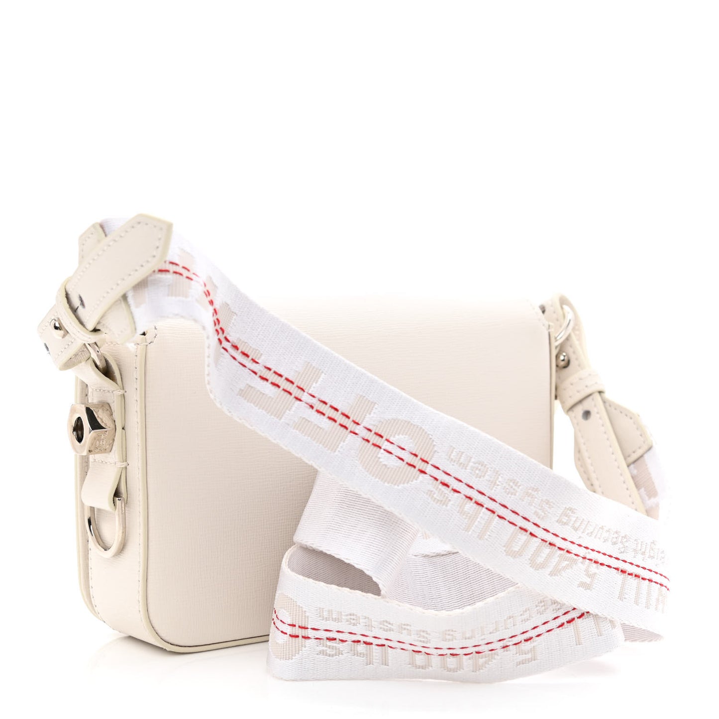 Saffiano Striped Mini Diag Binder Clip Bag White Black
