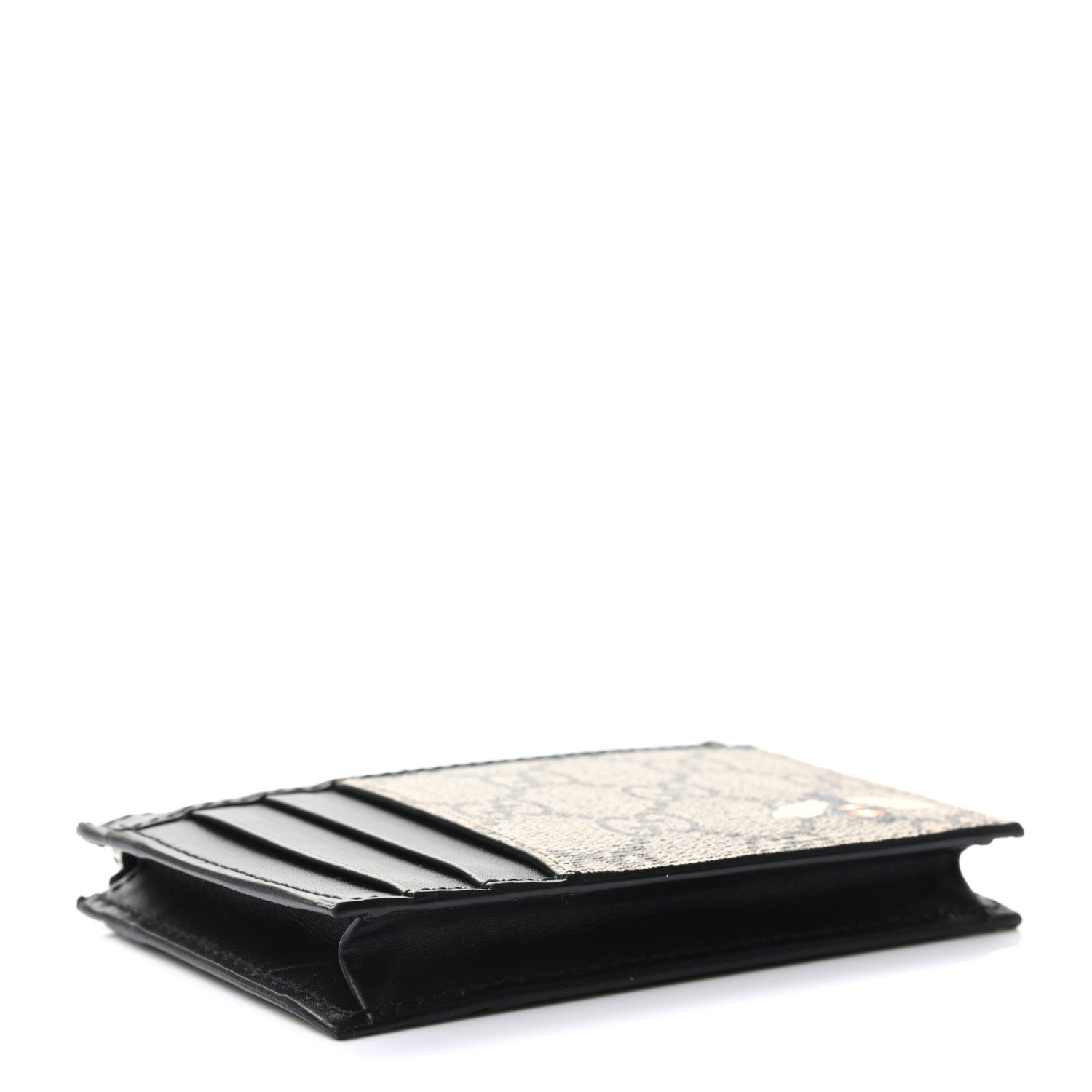 Gucci GG Supreme Monogram Bee Print Coin Case Card Holder Black 4 of 6