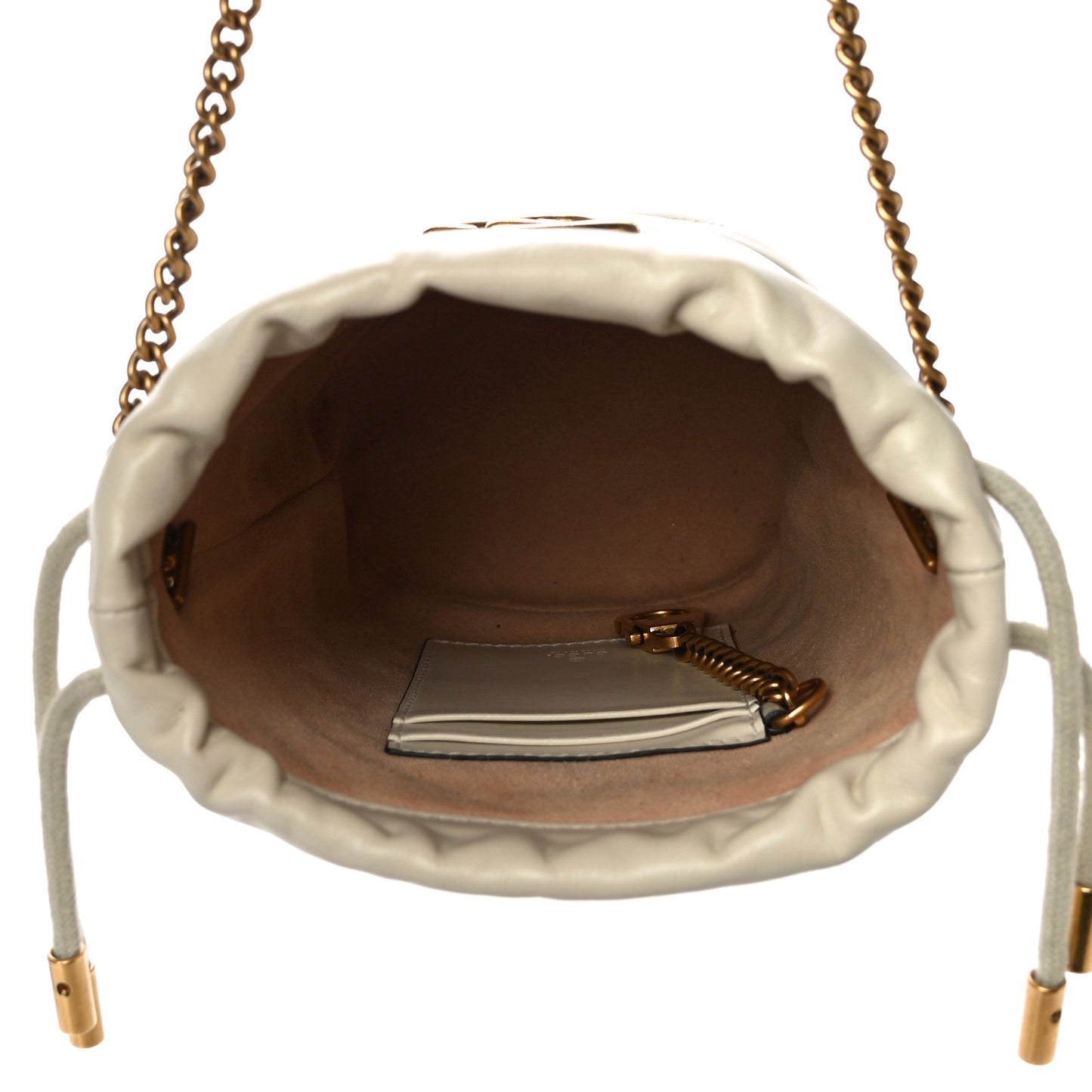 Calfskin Matelasse Mini GG Marmont 2.0 Bucket Bag White