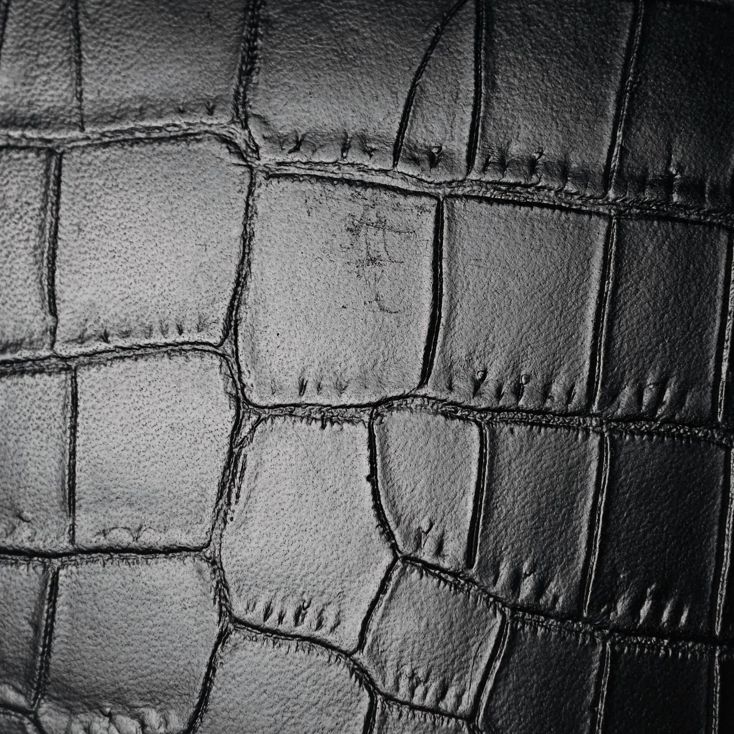 Calfskin Crocodile Embossed Monogram Love Box Bag Black