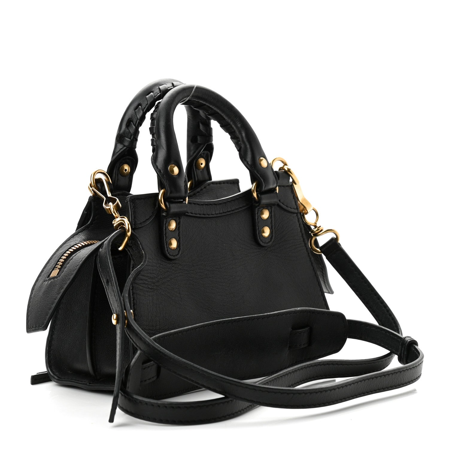 Balenciaga Smooth Calfskin Neo Classic Brass Hardware Nano City Crossbody Black 3 of 11