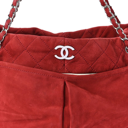 Chanel Ultra Soft Suede Calfskin Natural Beauty Tote Red 7 of 8
