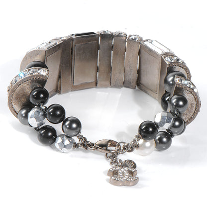 Chanel Crystal Baguette Beaded CC Bracelet Black 3 of 5