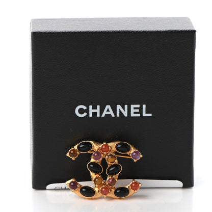 Chanel Gripoix Poured Glass CC Brooch Gold 5 of 5