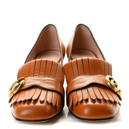 Gucci Malaga Kid GG Marmont Fringe 50mm Loafer Pumps 37 Cognac 5 of 8