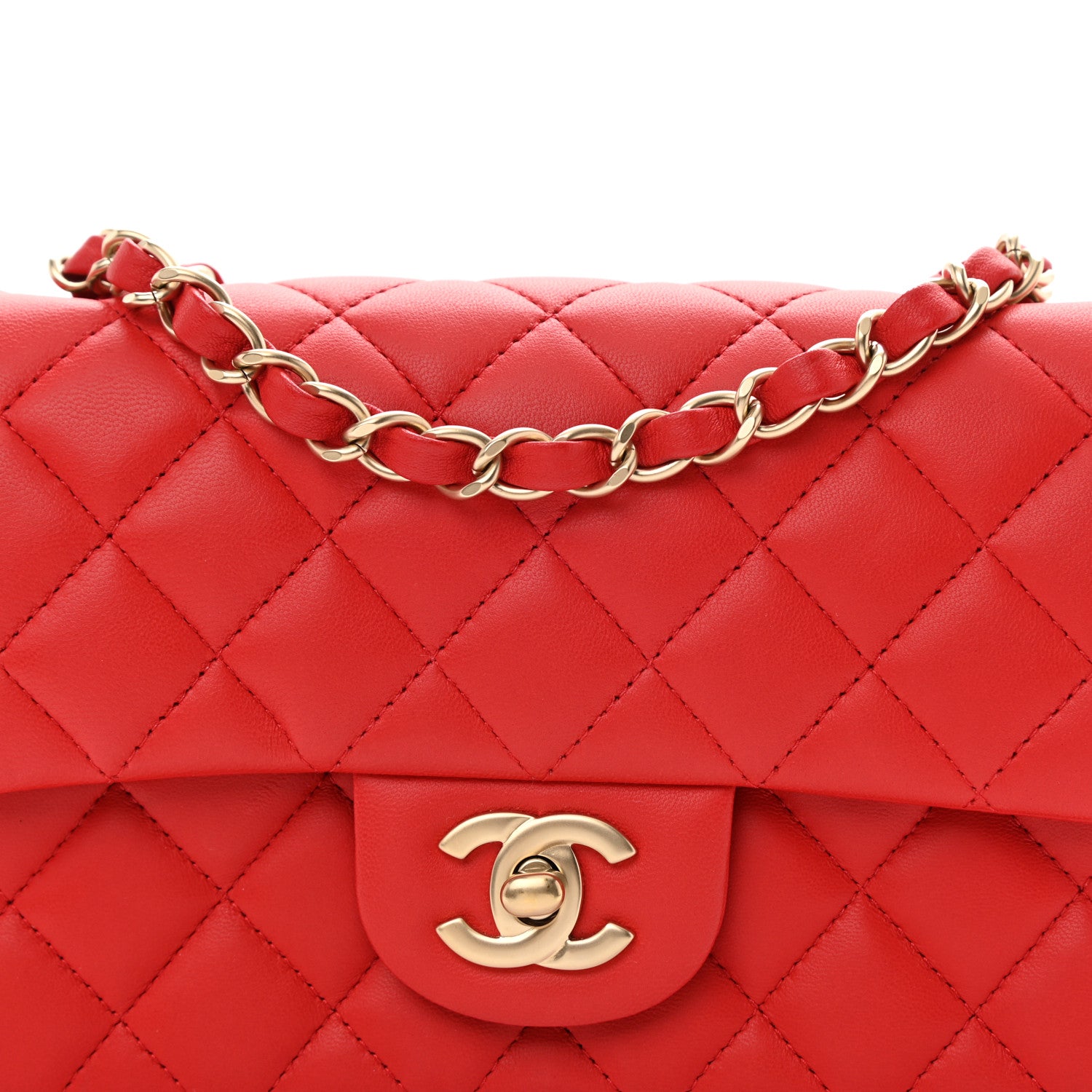 Chanel Lambskin Quilted Mini Rectangular Flap Red 8 of 11