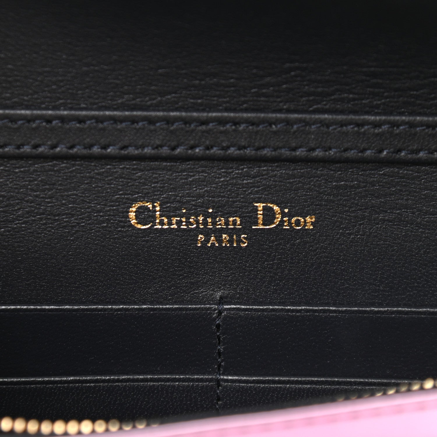 Christian Dior Metallic Patent Micro-Cannage Diorama Wallet on Chain Pouch Pink 6 of 10