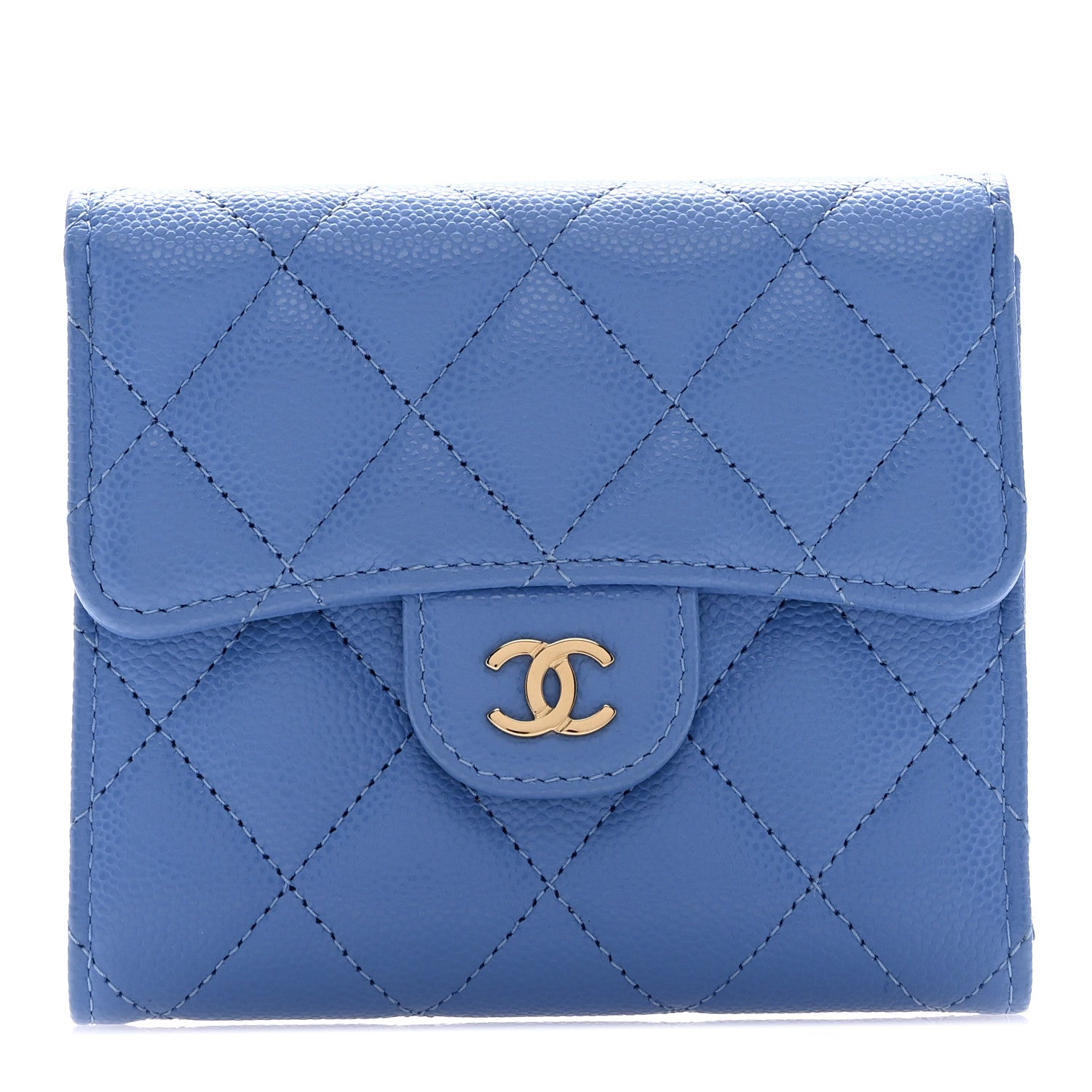 Chanel Caviar Quilted Compact Flap Wallet Blue 1 of 8