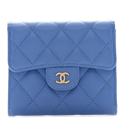 Chanel Caviar Quilted Compact Flap Wallet Blue 1 of 8