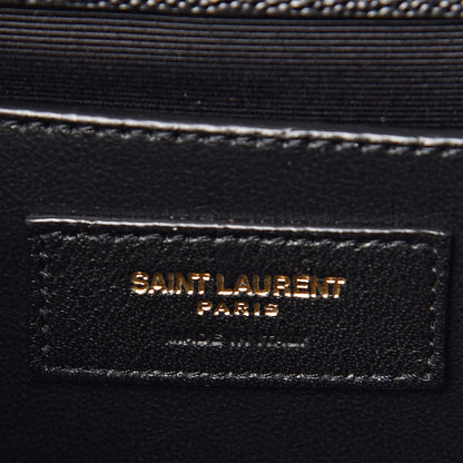Saint Laurent Grain De Poudre Matelasse Chevron Medium Monogram Satchel Black 7 of 10