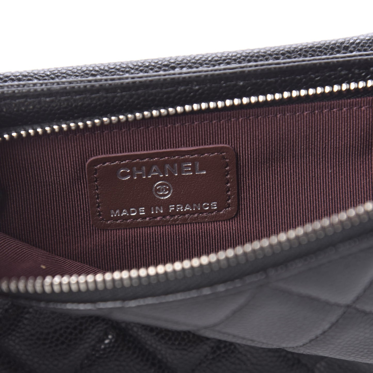 Caviar Quilted Zip Phone Case Black