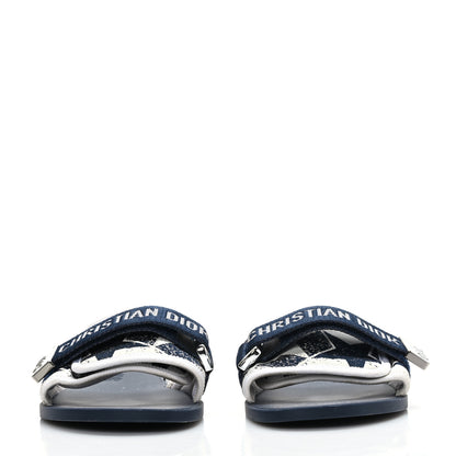 Christian Dior Canvas Fabric Dio(r)evolution Slide Sandals 37 Deep Blue 2 of 7